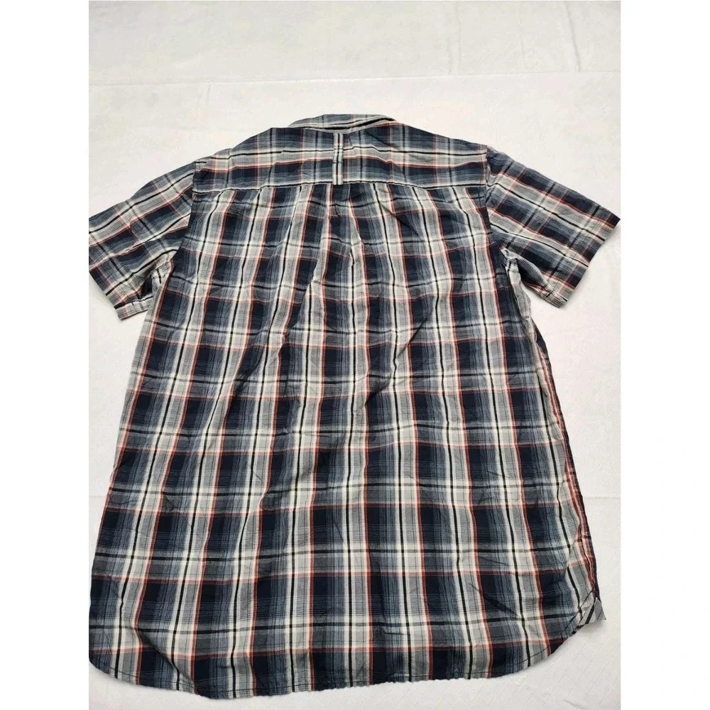 North Face Shirt Mens Large Blue‎ Red Plaid Short Sleeve Button Up Outdoor
